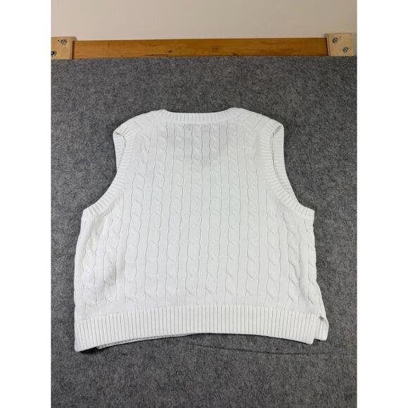 Polo Ralph Lauren NWT Women’s 2XL White V-neck Jumper Cable Knit Sweater Vest - Picture 2 of 6